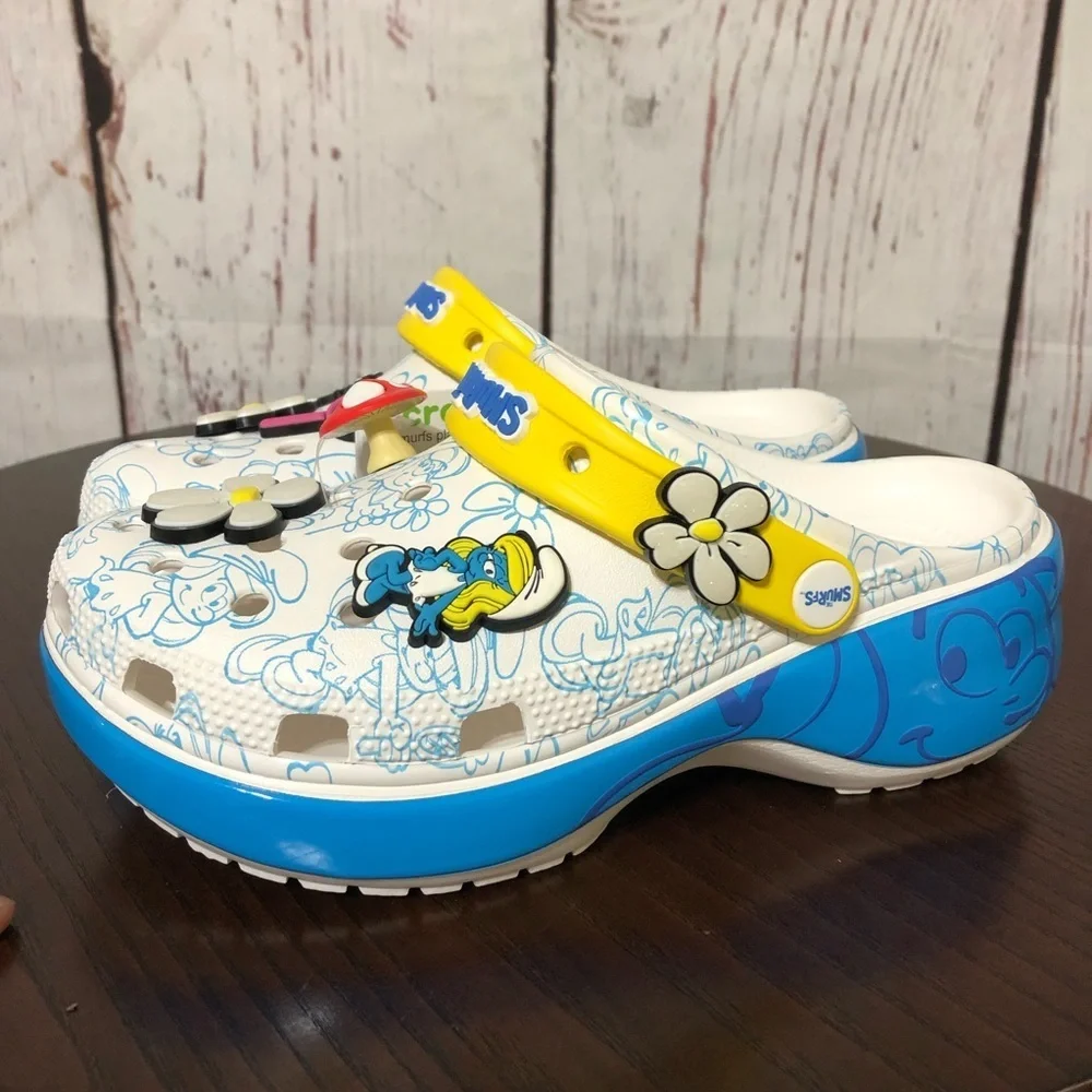 CROCS X SMURFS SMURFETTE super cute clog with jibbitz size 7 nwt - Picture 8 of 13